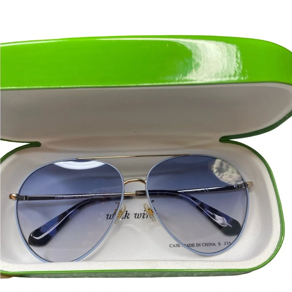 Kate Spade Gold Frame Blue Lens Sunglasses